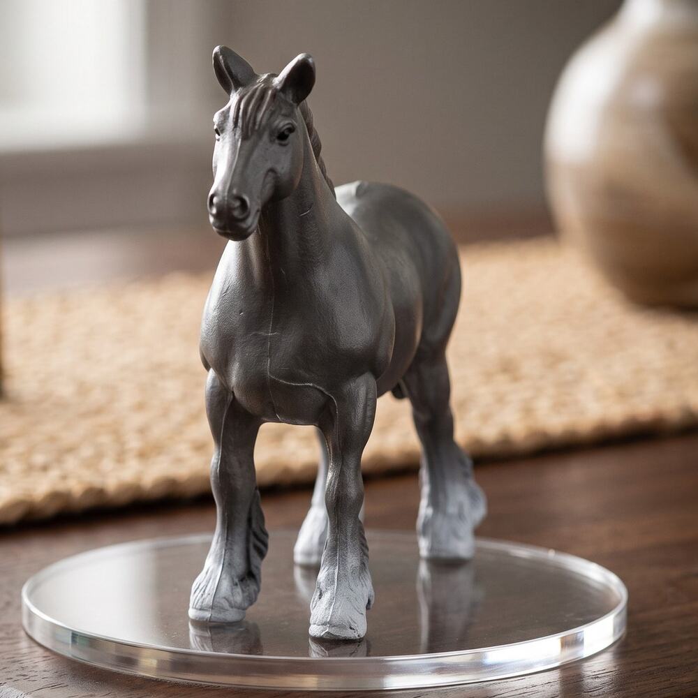 Funrise Clydesdale Grey Horse Toy Animal Figure 1988 Hard Plastic 3.25" Tall